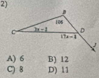 A) 6 B) 12
C) 8 D) 11