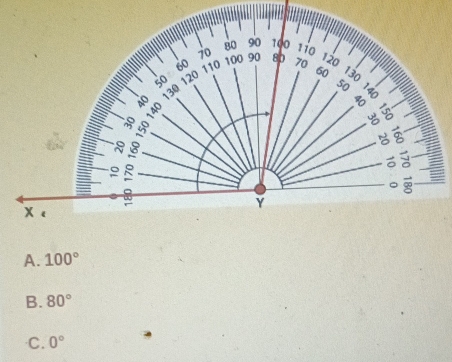 A. 100°
B. 80°
C. 0°