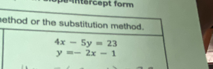 pe-intercept form