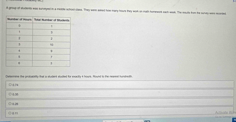 Solved: A group of students was surveyed in a middle school class. They ...