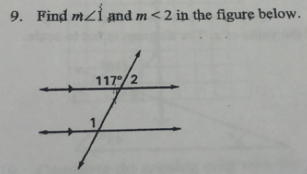 Find m∠ i and m<2</tex> in the figure below.