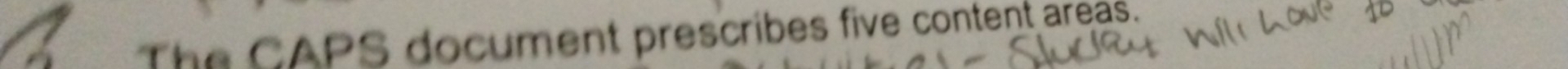 The CAPS document prescribes five content areas.