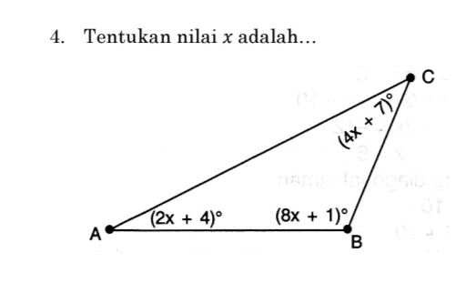 Tentukan nilai x adalah…