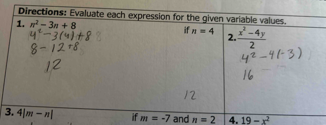 and n=2 4. 19-x^2