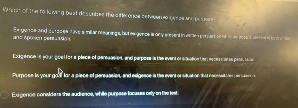 Solved: Which of the following best describes the difference between ...