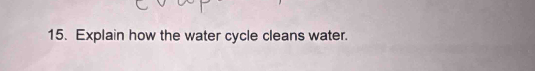 Explain how the water cycle cleans water.