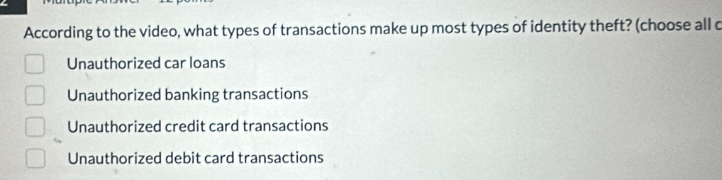 Solved: According to the video, what types of transactions make up most ...