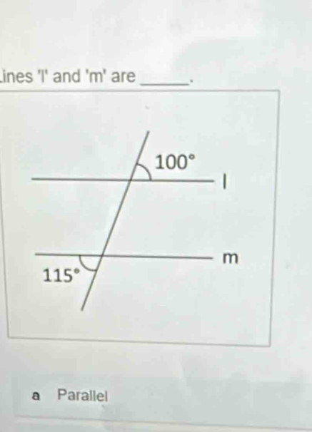 Lines 'I' and 'm' are_
a Parallel