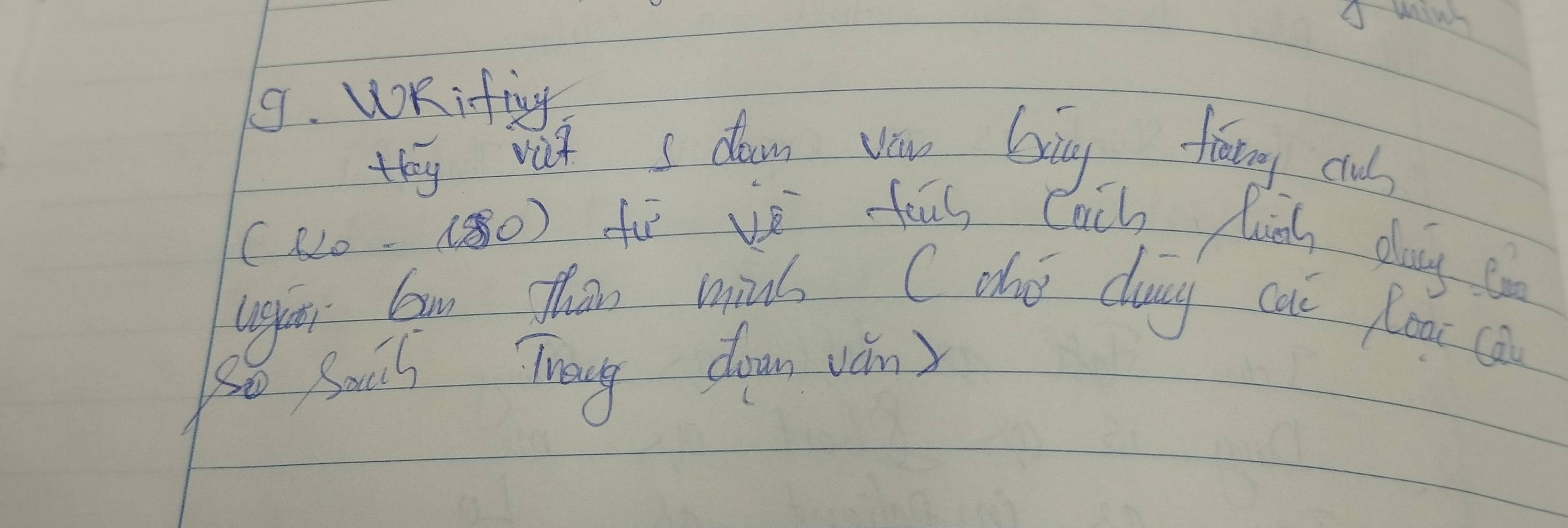 WRifing 
thy vit I dron vow big fary club 
(10 (0 ) fiē é eas cuch flinh day 
ugr bu Than miul Cohe dang cai lor ca 
so Sacl Thany dean ván )