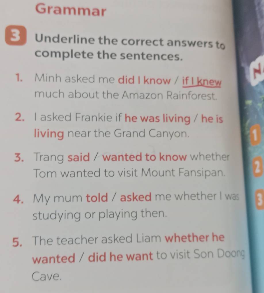 Giải quyết:Grammar 3 Underline the correct answers to complete the ...