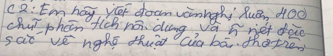 2:Emhay yé dounvànnghi Ruá, 400
chui phen fich no dlng, a s net de 
sat ve ngre thuàr Qa bā thoties