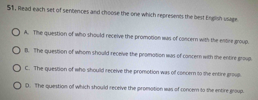 Solved: Read each set of sentences and choose the one which represents ...