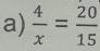  4/x = 20/15 