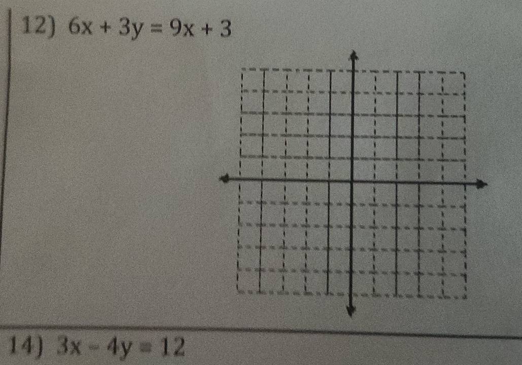 6x+3y=9x+3
14) 3x-4y=12