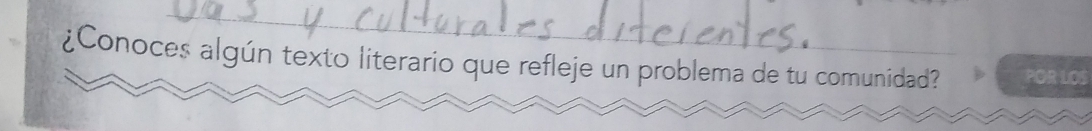 ¿Conoces algún texto literario que refleje un problema de tu comunidad? POR LOS