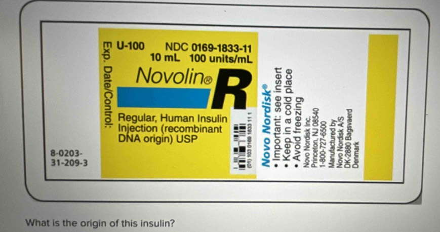 What is the origin of this insulin?