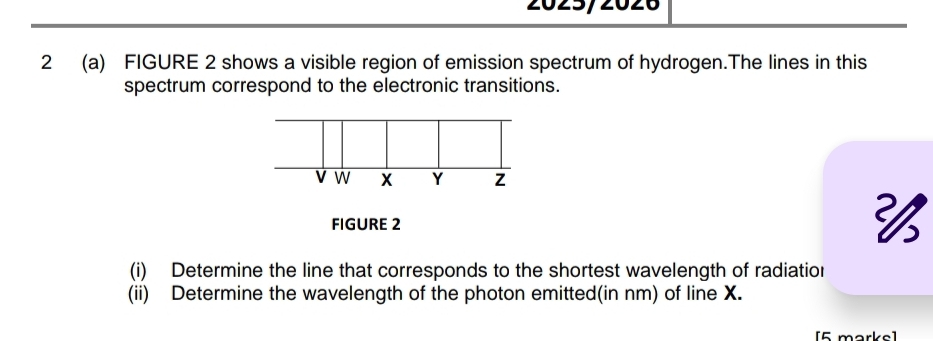 Selesai:2025/ 2026 2 (a) FIGURE 2 shows a visible region of emission ...