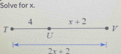 Solve for x.
T
V
-
2x+2