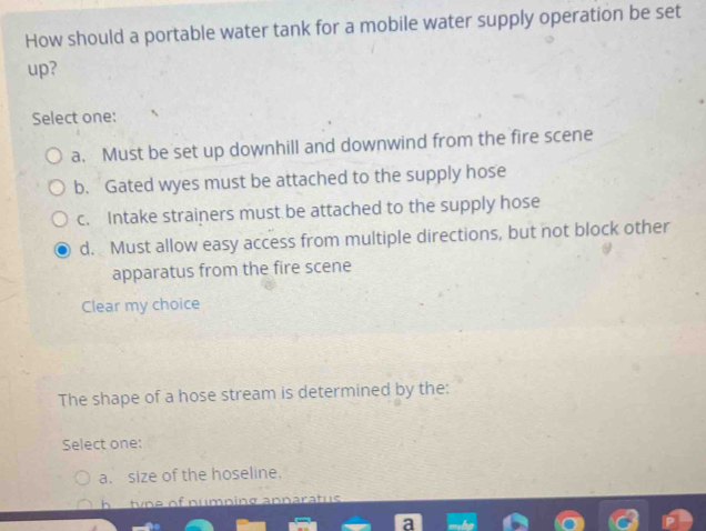 Solved: How should a portable water tank for a mobile water supply ...