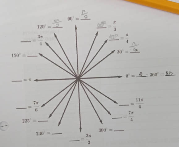 90°= _
30^2= _
: 360°= _
= 11π /6 
= 3π /2 