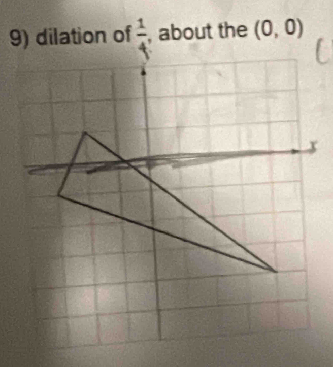 dilation of  1/4  , about the (0,0)