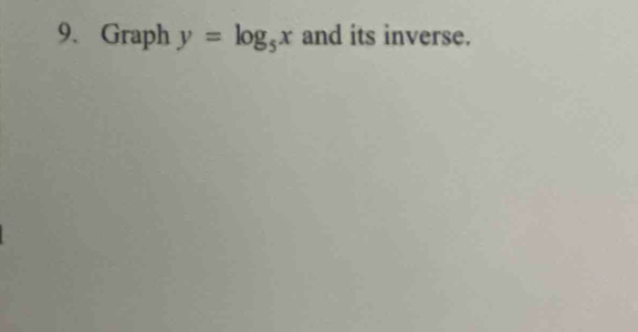 Graph y=log _5x and its inverse.