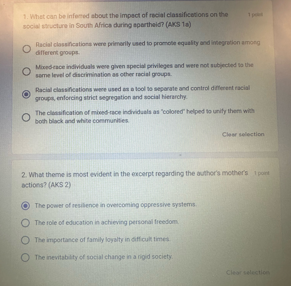 Solved: What can be inferred about the impact of racial classifications ...