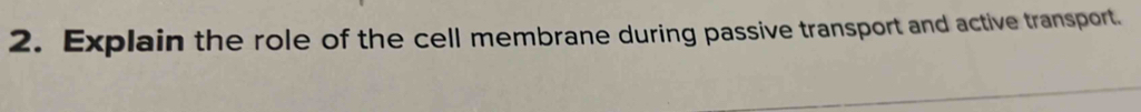 Explain the role of the cell membrane during passive transport and active transport.