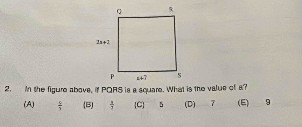 (A)  9/5  (B)  9/2  (C) 5 (D) 7 (E) 9