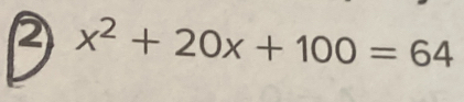 x^2+20x+100=64