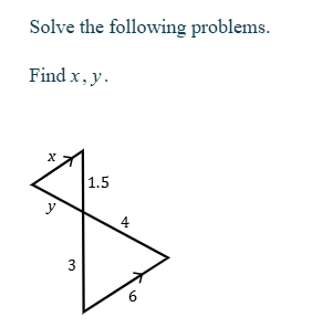 Solve the following problems. 
Find x, y.