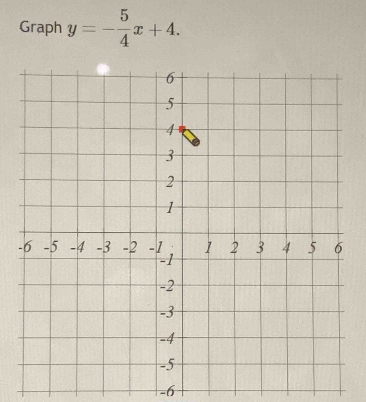 Graph y=- 5/4 x+4.
-6