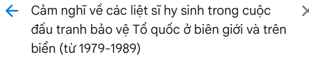 Cảm nghĩ về các liệt sĩ hy sinh trong cuộc 
đấu tranh bảo vệ Tổ quốc ở biên giới và trên 
biển (từ 1979-1989)