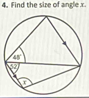 Find the size of angle x.