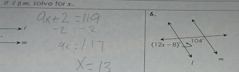 If l||m solve for x.
6.