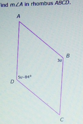 ind m∠ A in rhombus ABCD.