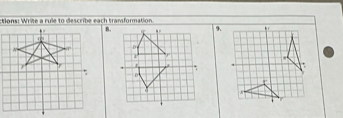 ctions: Write a rule to describe each transformation.
8.
9.