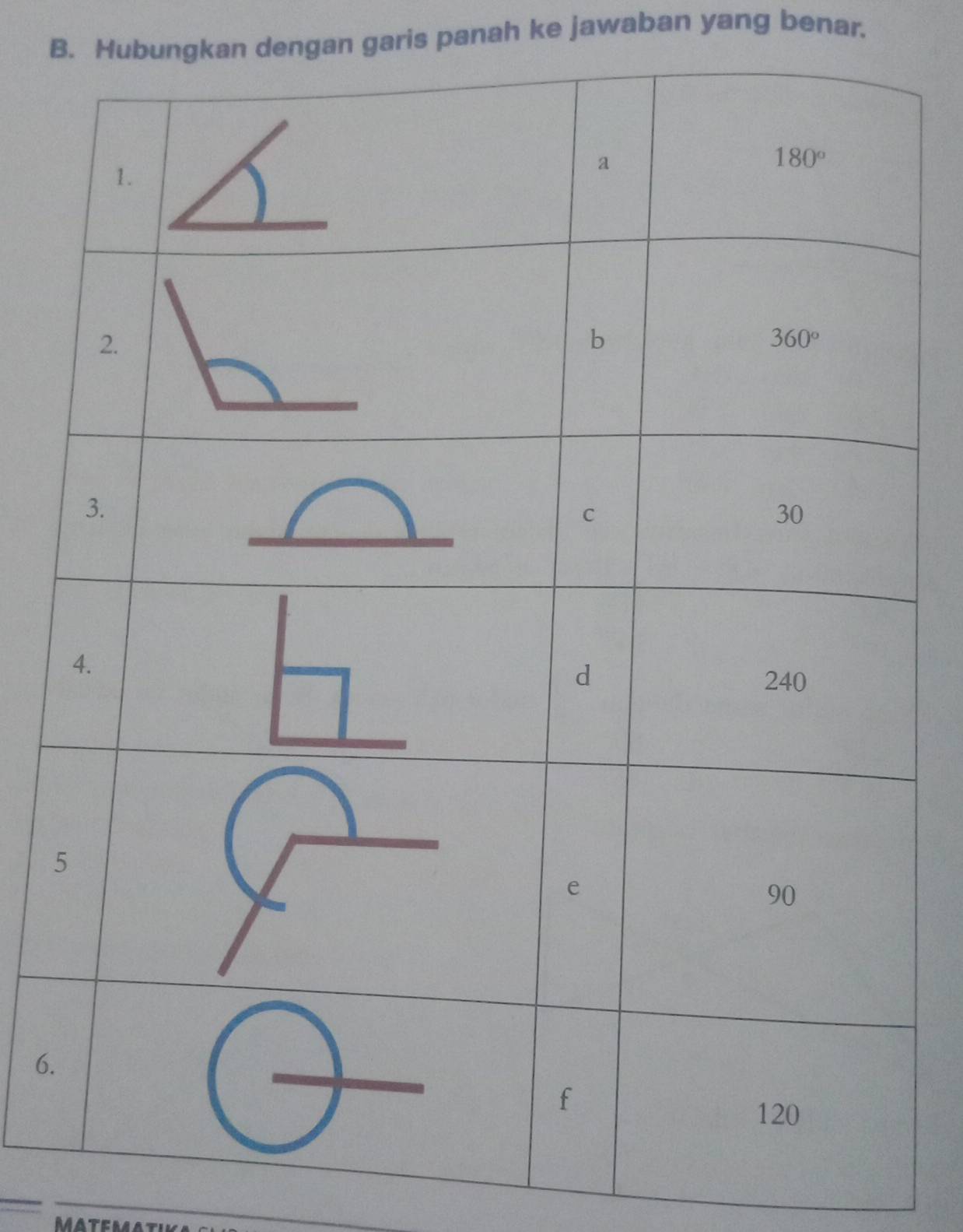 Hubungkan dengan garis panah ke jawaban yang benar.
5
6.