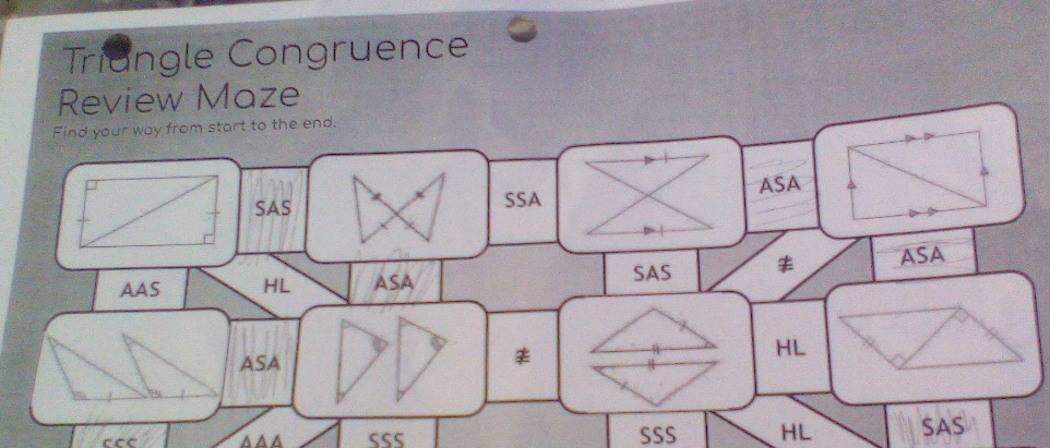 Triangle Congruence
Review Maze
SSS SSS HL