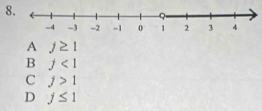 8
A j≥ 1
B j<1</tex>
C j>1
D j≤ 1