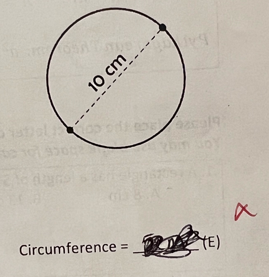 Circumference =_ 
_(E)