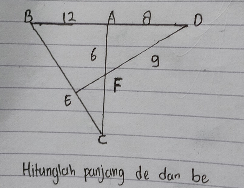 Hitunglah panjang de dan be