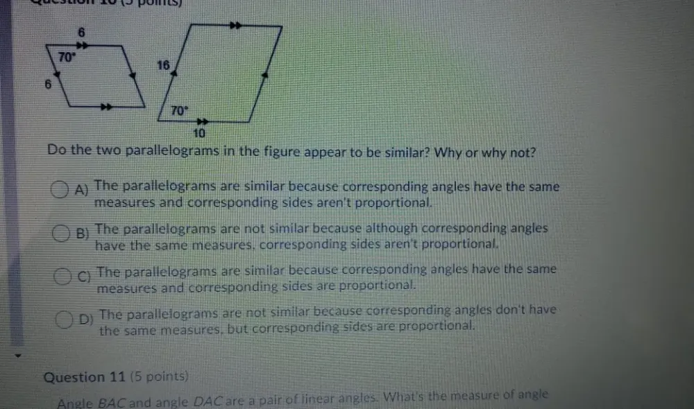 Solved: 10 (³ pomts) Do the two parallelograms in the figure appear to ...