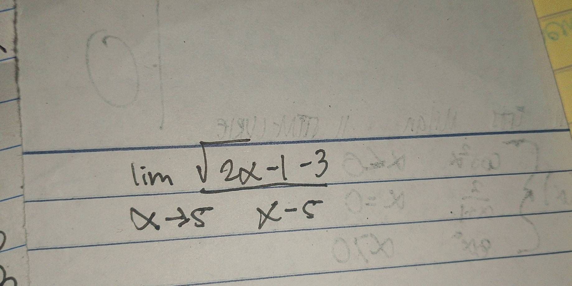 limlimits _xto 5 (sqrt(2x-1)-3)/x-5 