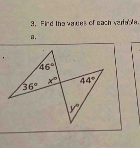 Find the values of each variable.
a.