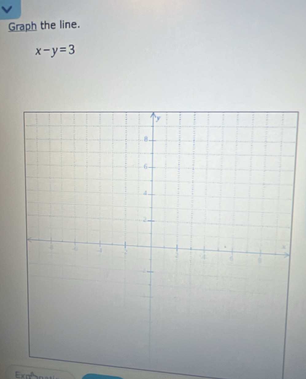 Graph the line.
x-y=3
Exas