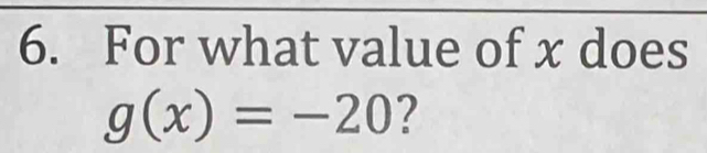 For what value of x does
g(x)=-20 ?