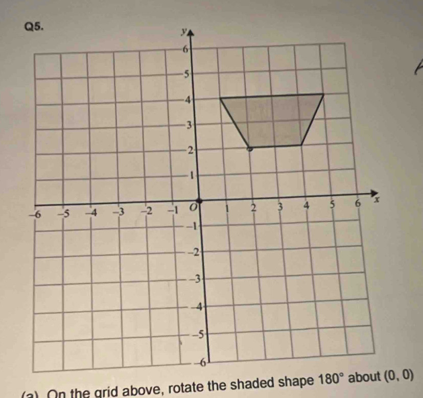 On the grid above, rotate the shaded shape