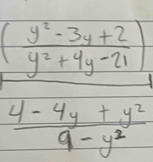 frac ( (y^3-3y+2)/y^2+4y-11 ) (4-4y)/9-y^2 