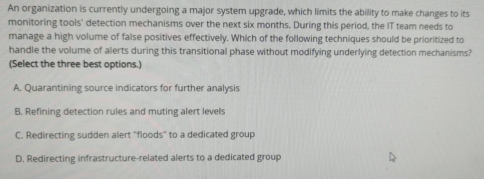 Solved: An organization is currently undergoing a major system upgrade ...